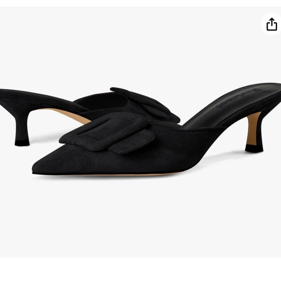 Fericzot Mule Pointed Toe Kitten Heels Black Size 9 - Picture 1 of 7